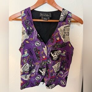Nicole Miller 1990s Vintage Harley Davidson 100% Silk Vest